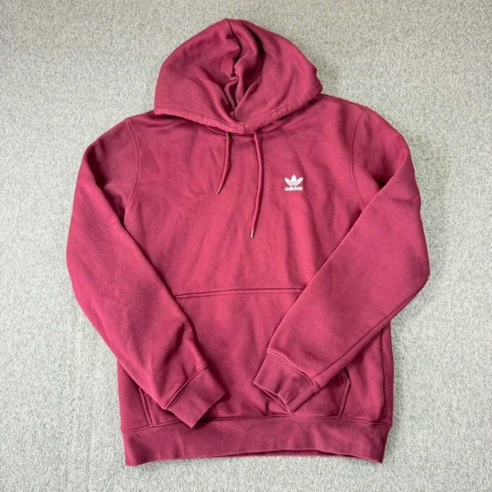 Adidas Originals Trefoil Hoodie Mens Medium Burgundy Maroon Pullover